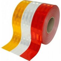 Тиксо 3D ефект светлоотразителна лента 50м х 5см. червена, жълта и бяла, снимка 1 - Аксесоари и консумативи - 27895078