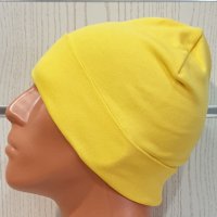 Нова мъжка зимна шапка с подгъв в жълт цвят, снимка 4 - Шапки - 39325389