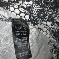 M&S- L, XL/ UK 16-Къса рокля или туника в черно бял флорален принт от трико, снимка 6 - Туники - 40532767