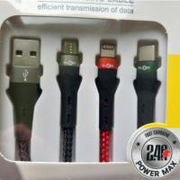 KLGO кабел 3в1 за бързо зареждане, Micro, TYPE-C, IOS, снимка 2 - USB кабели - 36201259