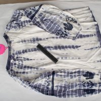 Широка дамска блуза в бяло и синьо марка Lady Boho, снимка 5 - Блузи с дълъг ръкав и пуловери - 28660709