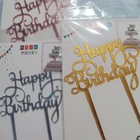 3 разцветки ръкописен Happy Birthday твърд Акрил топер за торта украса декорация надпис Рожден ден, снимка 1 - Други - 22835106