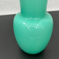 Стъклена ваза цвят тюркоаз. №4870, снимка 8 - Антикварни и старинни предмети - 43396875