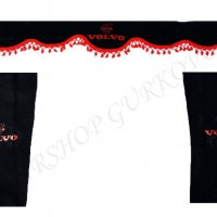 Комплект черни пердета с червени пискюли и лого, снимка 1 - Аксесоари и консумативи - 27639595