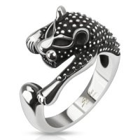 Стоманен пръстен с дива котка, снимка 1 - Пръстени - 43175797