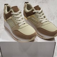 Дамски маратонки на платформа C2053 beige, снимка 4 - Маратонки - 40302199