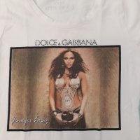  Бяла тениска DOLCE & GABBANA с Дженифър Лопес , италианска, снимка 2 - Тениски - 37249777