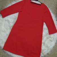 Червена рокля суинг със 7/8 дължина на ръкава  - подходяща и за бременни , снимка 1 - Рокли - 42998587