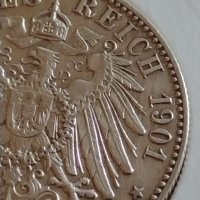 Сребърна монета 2 марки 1901г. Германска Империя Прусия Годишнина Кралско семейство 42053, снимка 11 - Нумизматика и бонистика - 43799124