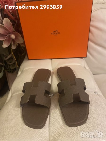 Чехли Ермес*н. 37-38*Hermès Beige Mastic Oran Sandal, снимка 1