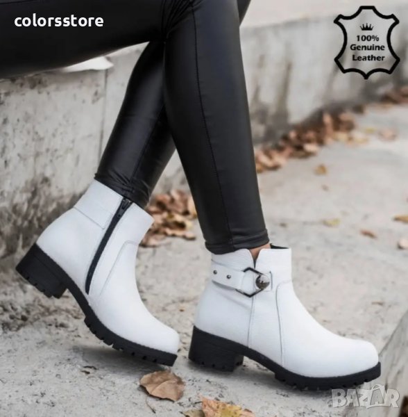 Равни боти - бяла ЕСТЕСТВЕНА кожа - 1MAN10, снимка 1