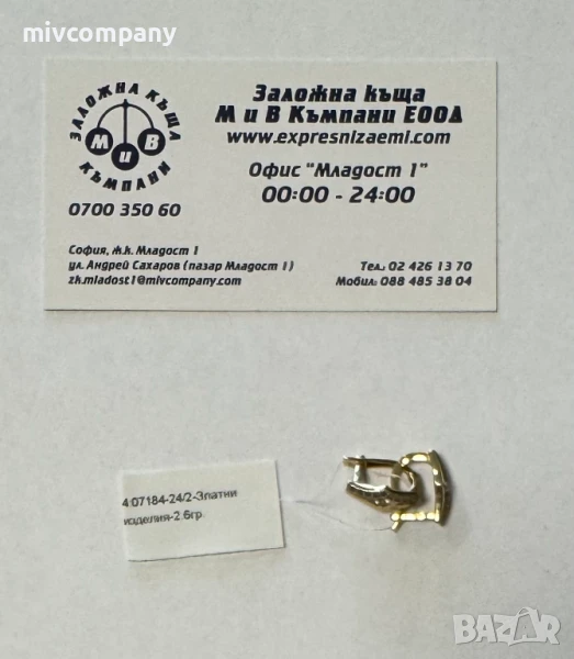 Златни Обеци 2.6гр , снимка 1