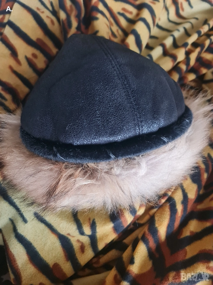 Уникална шапка с естесхвен косъм лисица, тип каскет, снимка 1