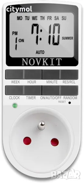 Контакт тип Е с дигитален таймер, 10 вида програмиране, 16A - 3680 W, снимка 1