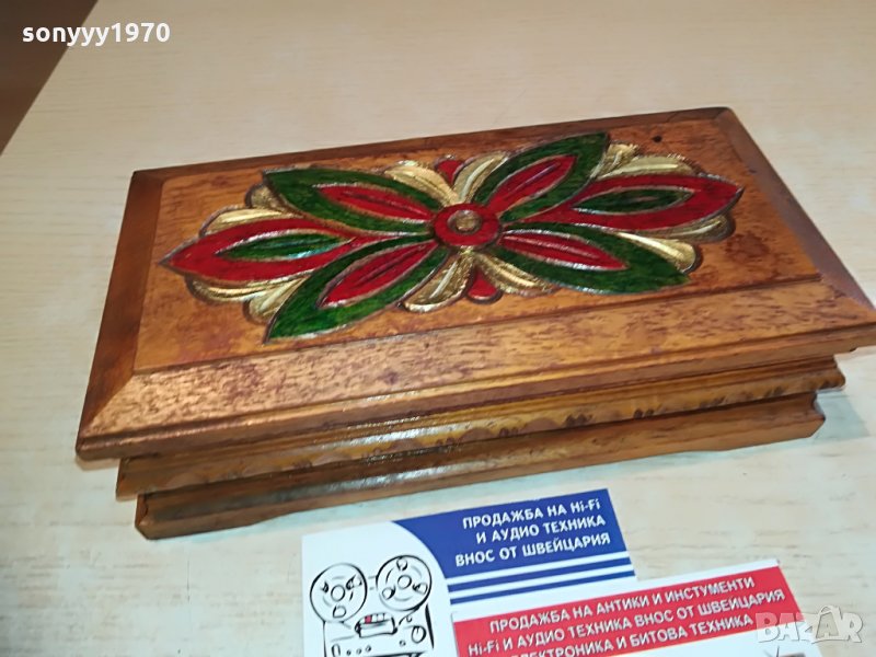 дървена кутия с цвете-20х10х6см, снимка 1