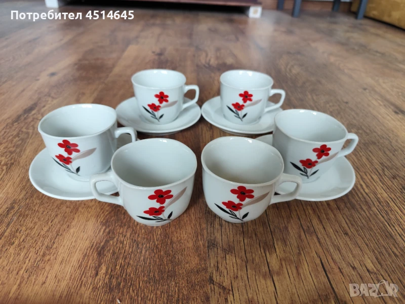 Сервиз за кафе червени цветенца , снимка 1