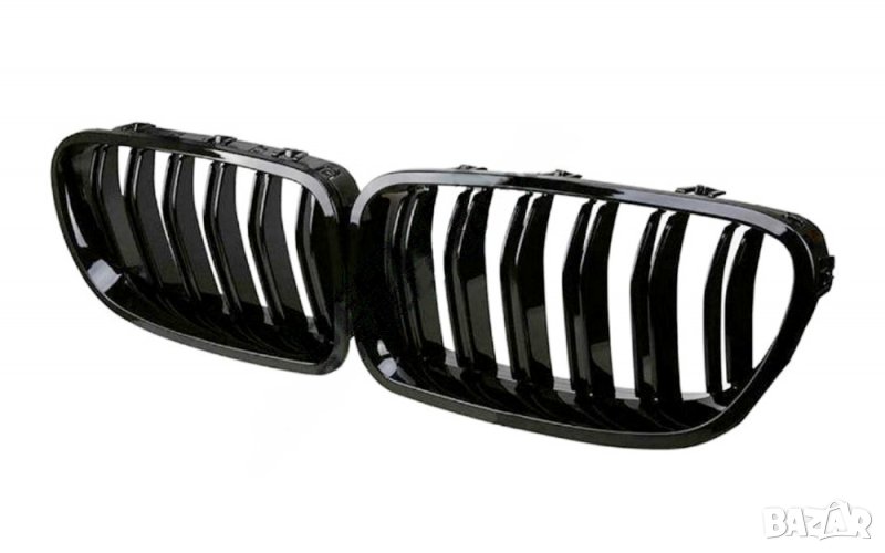 Двойни черни бъбреци за BMW F10 F11 2010-16 пиано лак, снимка 1