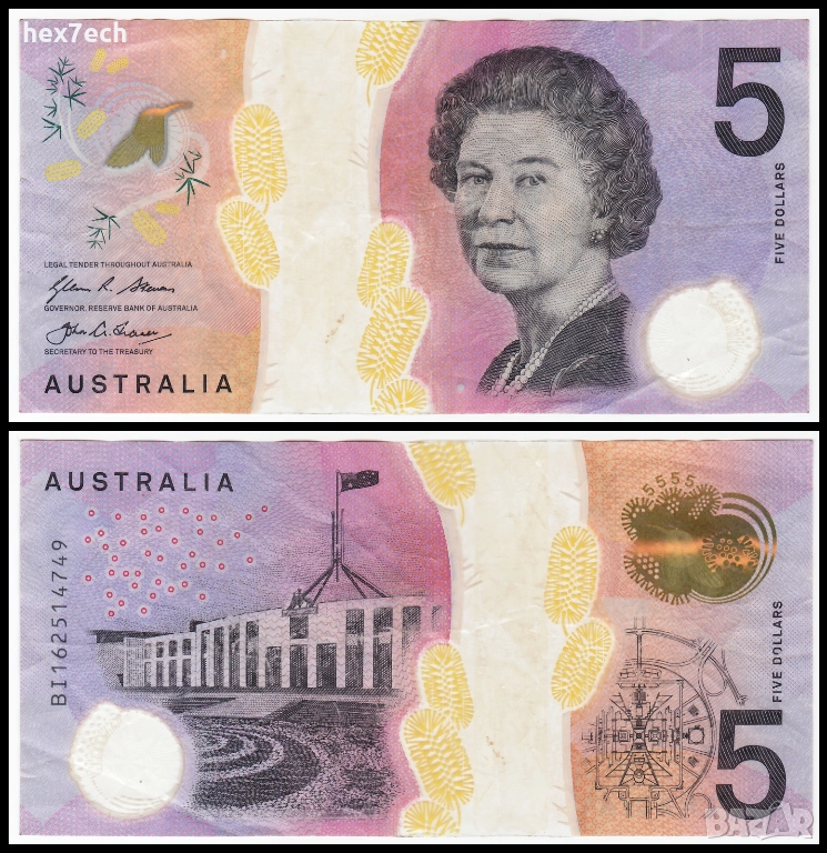 ❤️ ⭐ Австралия 2016 5 долара полимер ⭐ ❤️, снимка 1