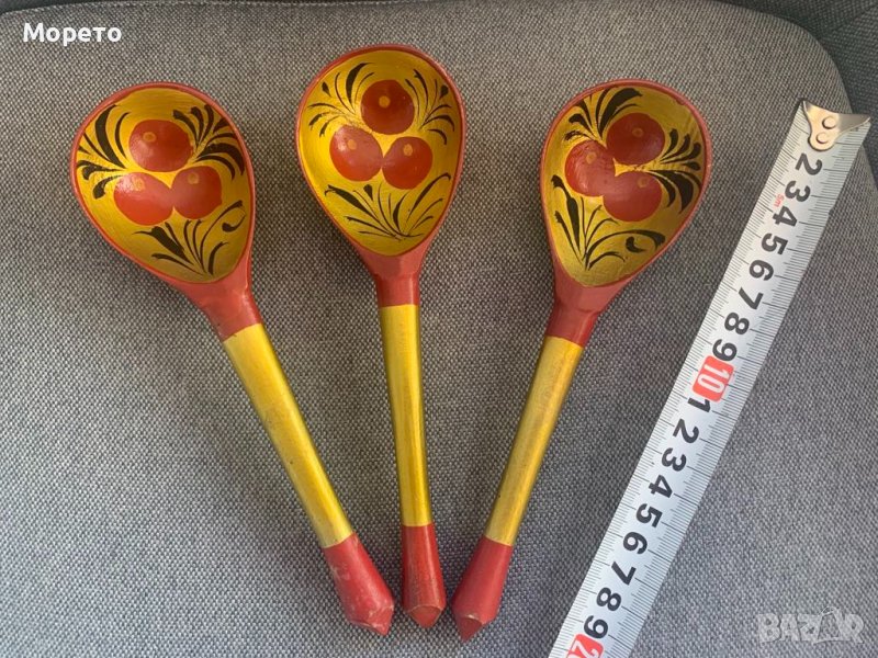 Хохлома-Лот красиви лъжици(3 бр.) -СССР-3, снимка 1