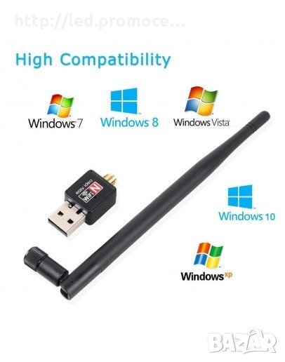 WiFi адаптер 150Mbps 2.4 GHz 802.11 за компютри и лаптопи Wireless USB Adapter, снимка 1