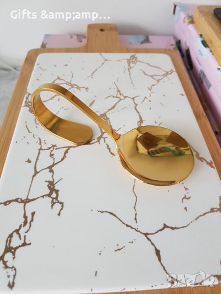 Лъжичка за Амюз буш - метална в златен цвят, снимка 1
