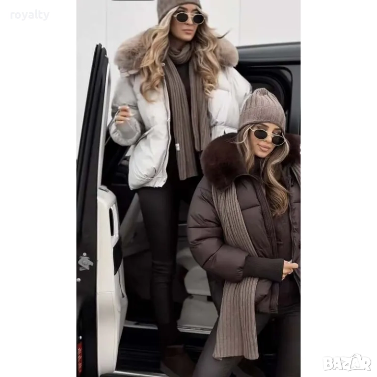 Зимно дамско яке с еко-кожа и качулка, снимка 1