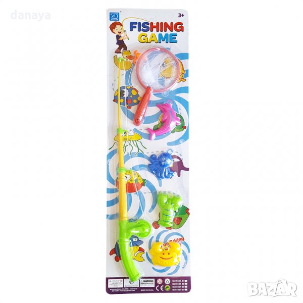 2129 Детски комплект за риболов въдица с кепче и морски обитатели, снимка 1