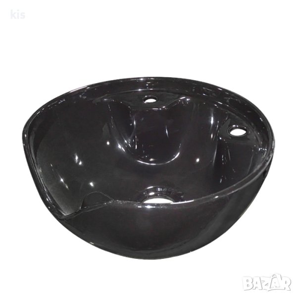 Дълбока кръгла керамика за фризьорска измивна колона DM7, черна, снимка 1