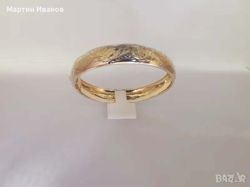 Златна гривна твърда елипса , снимка 1