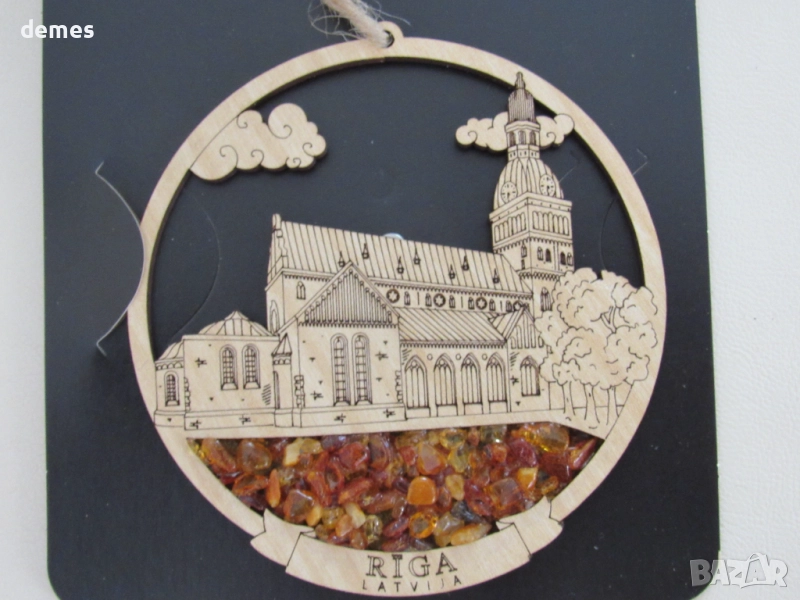 Сувенир/коледна играчка с кехлибар от Рига, Латвия, снимка 1