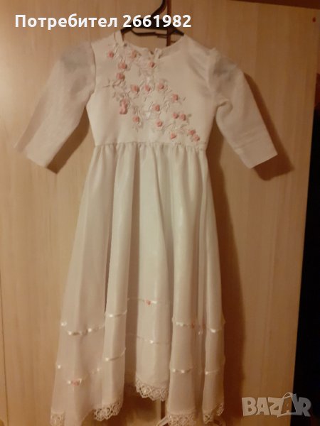 Уникална официална бяла рокля с дантела за специални поводи, снимка 1