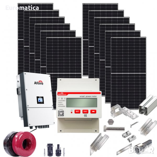 Трифазна OnGrid мрежова фотоволтаична система 30 kW Afore + Конструкция, снимка 1