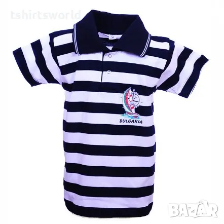 Нова детска моряшка блуза с яка на тъмносиньо/бяло райе, снимка 1