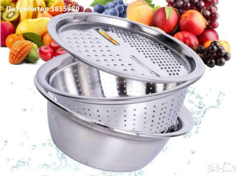 Многофункционално ренде 3в1 с купа за салата и съд за отцеждане, снимка 1