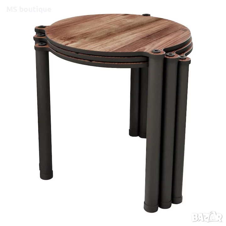 Маса Уди Фешън, 34x40x34см, дървени крака, кафяво/черно, снимка 1