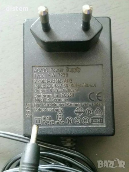 Захранване на Siemens FW 7220 / V24851-Z2618-A1-2 /  6.5V - 700mA / 3.0x1.2mm, снимка 1