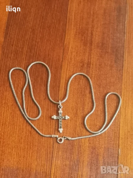 Сребърен Масивен синджир с висулка. 925 Проба. 49см. Цена 29,99лв. За Севлиево безплатна доставка., снимка 1