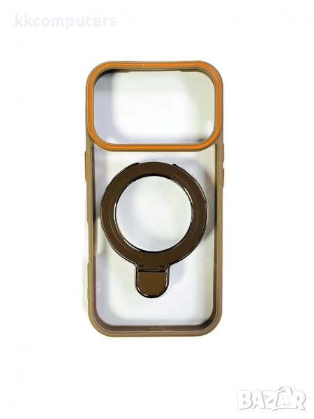 Калъф силикон MagStand Cover Прозрачен / Медно златна рамка / за iPhone 16 6.1 Баркод : 3132557, снимка 1
