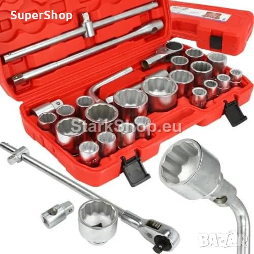 Дванадесетостенно Камьонджийско Гедоре 26 части за Камиони 3/4″ & 1″ 21-65mm + Ударни Вложки, снимка 1