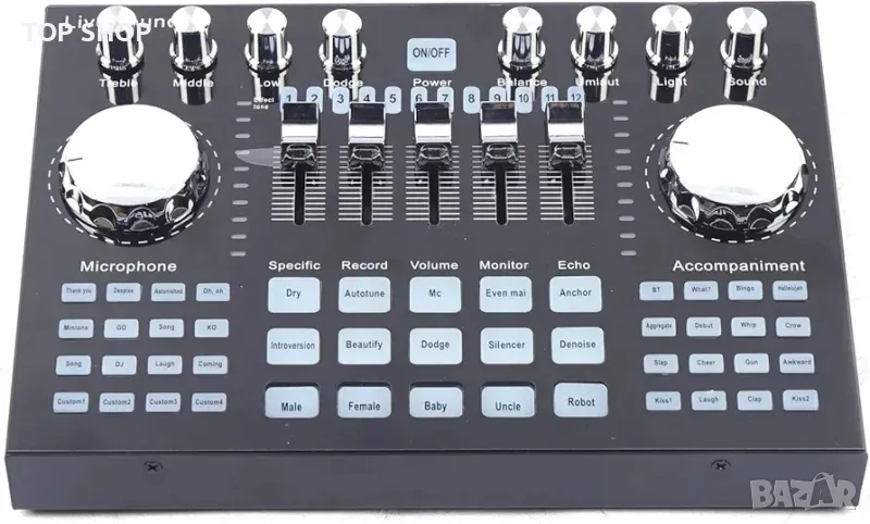 Звукова карта, K1 звукова карта на живо и аудио интерфейс, многофункционален Bluetooth звуков миксер, снимка 1