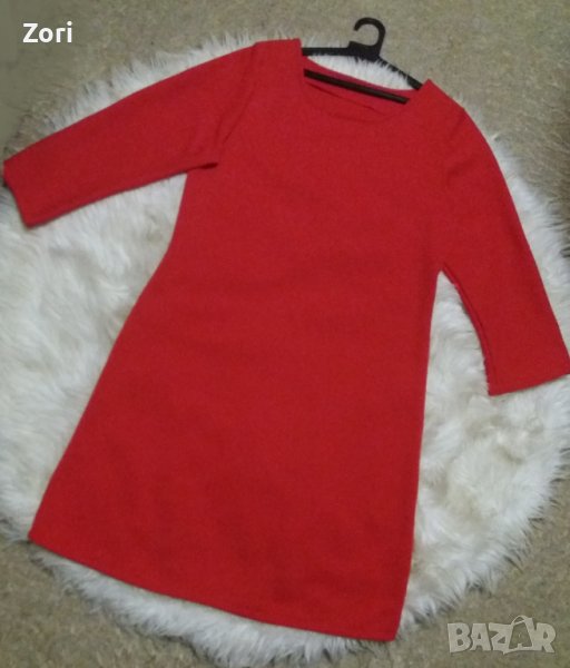 Червена рокля суинг със 7/8 дължина на ръкава  - подходяща и за бременни , снимка 1