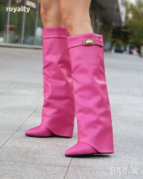 Ботуши на платформа - циклама кожа, снимка 1