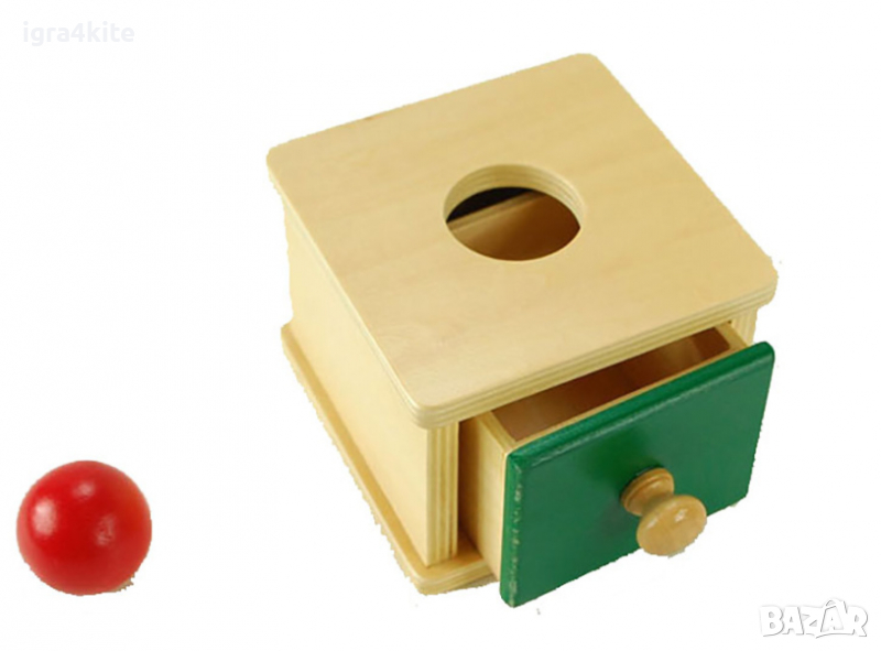Кутия чекмедже с топче Монтесори / ВСИЧКИ ДЪРВЕНИ ИГРАЧКИ И МОНТЕСОРИ, снимка 1