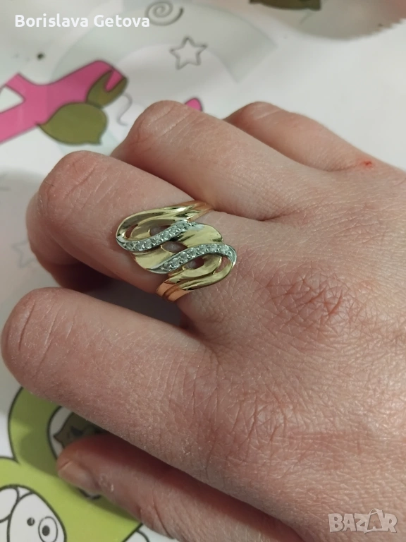 Златен нов пръстен 14к.и обеци, снимка 1