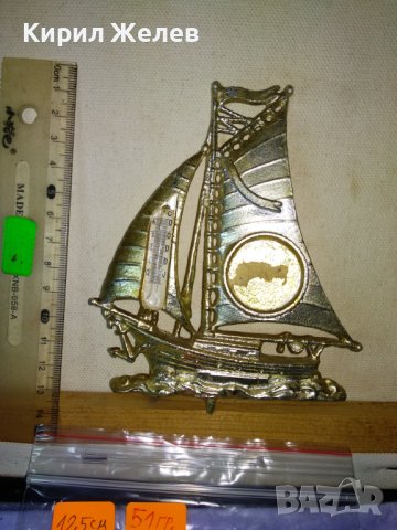 Стар КРАСИВ ДЕКОРАТИВЕН БРОНЗОВ ВЕТРОХОДЕН КОРАБ ПЛАТНОХОД 41539, снимка 12 - Декорация за дома - 43666167