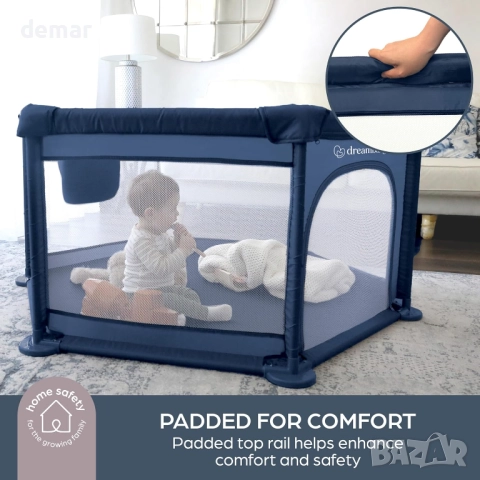 Dreambaby Голяма кошара за игра Explore Deluxe, 140х140 см, тъмносиня, снимка 2 - Кошарки - 52672209