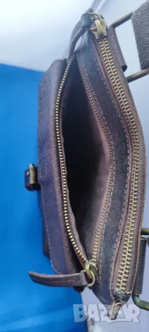 Винтидж мъжка чанта през рамо естествена кожа, снимка 5 - Чанти - 49243377
