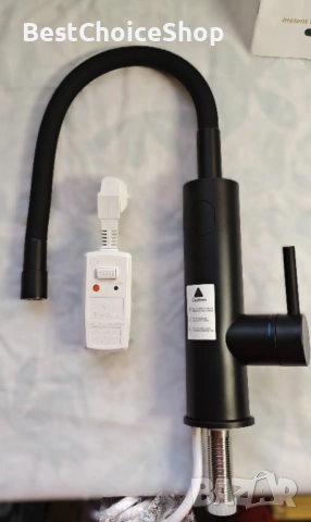 Електрически кухненски кран с моментален нагревател - проточен - 3200W – Черен мат, снимка 3 - Бойлери - 53601985