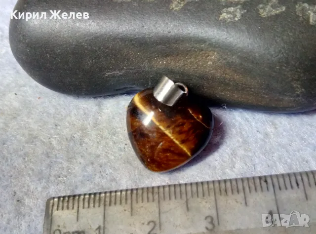 РОМАНТИЧЕН БЕЛ ЕПОК СТИЛ АРТ ПЕНДАНТ МЕДАЛЬОН СЪРЧИЦЕ от ПОЛИРАН КАМЪК ТИГРОВО ОКО 39782, снимка 3 - Колиета, медальони, синджири - 48829952