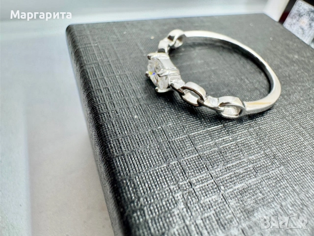 Сребърен пръстен с мойсанит (диамант) 0.5 карата, снимка 9 - Пръстени - 53205675